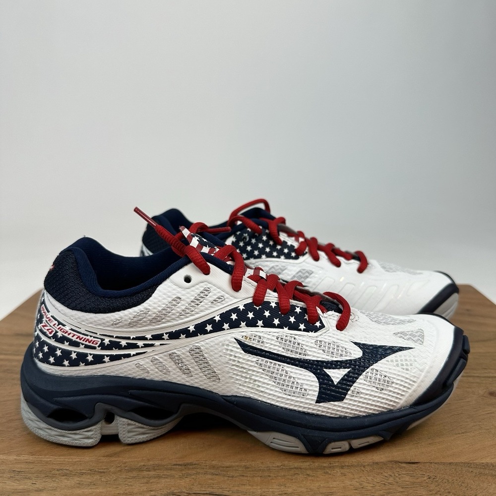 New Women Mizuno Wave Lightning Z4 White Athletic Volleyball Sneakers Shoes 6 M